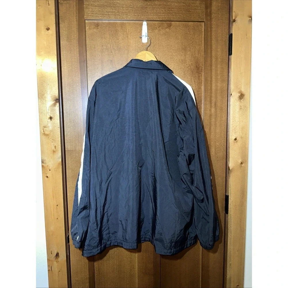 Nike Y2K Windbreaker Jacket Mens XL Black White Full Zip‎ Swoosh Track